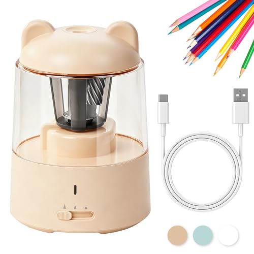Electric Pencil Sharpener, Auto Stop Fast Sharpen in 3s, Battery Powered Pencil Sharpeners for No.2 & 6-8mm Colored Pencils, Cute Rechargeable Pencil Sharpener for Classroom/Office/Home (Pink) - color: Pink