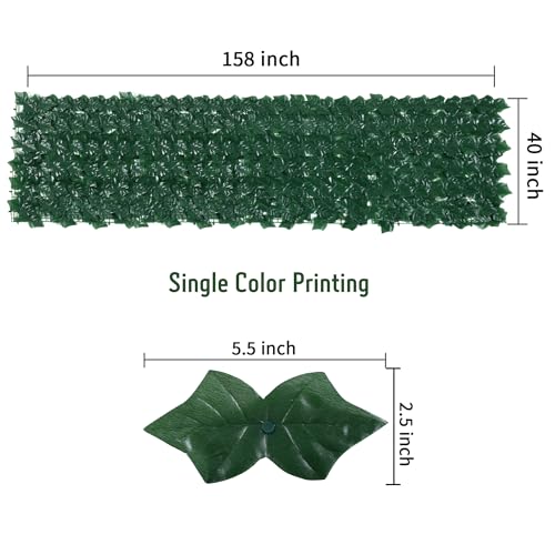 Jinwu Artificial Ivy Privacy Fence Screen, 39.4x157.5 Inch Artificial Faux Ivy Hedge, Expandable Faux Privacy Fence with 80 pcs Zip Ties Decoration for Wall Screen, Outdoor Garden, Wedding Decor - size: 39.4x157.5 in（Type 3）