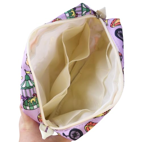 Multiple Pockets Portfolio Organizer with Zippered,Storage Pencil Pouch Bag - color: Purple Circus