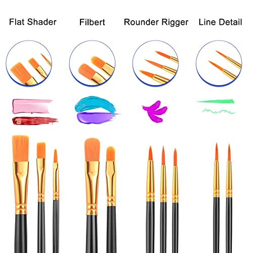 ESRICH 160PCS Paint Brushes, Paint Brush for Acrylic Painting - color: Black, size: 160