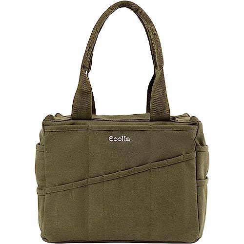Soolla Studio Bag: Art Supply Storage Organizer & Pottery Tool Bag, Washable Tote, Yarn Bag, Crochet, 30 Pockets, 15+ Colors - color: Deep Forest Green