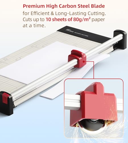 Firbon 15 Inch Rotary Paper Trimmer with Replaceable Blade | Heavy Duty 10-Sheet Capacity | Up to 15" Cutting | Cut Cardstock, Photo & Scrapbooking Crafts | Office, School & Home Use - size: 15-Inch