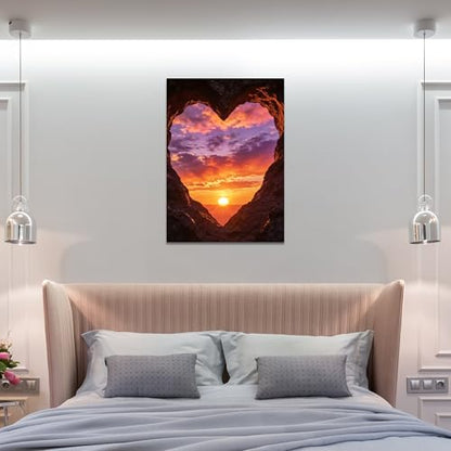 Muzagroo Art 5D Diamond Paintings Kits for Adults Round Full Drill Sunset Diamonds Art Kits for Beginners Diamond Art Paintings Gem Art Kits Diamond Dots Kits 30x40cm (Sunset) - color: Red Sunset
