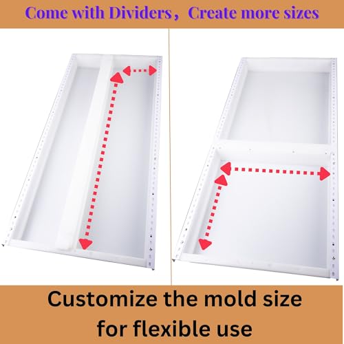 Kalinta Epoxy Mold with Divider Adjustable- 47x19.5x3in No-Seal Resin Plastic Mold Integrated Clamping System - Perfect for Beginners & Experienced Artists - Ideal for Creative Resin Art Projects - size: 47"x19.5"x3"