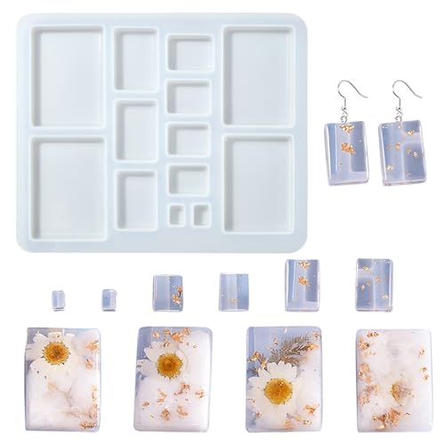 5 Pcs Jewelry Resin Molds Silicone Rectangle Resin Casting Molds Epoxy Molds Silicone Rectangle for Jewelry Making Bracelet - color: 5pcs-150x125x8mm-rectangle resin silicone mold