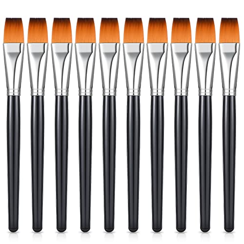 Zonon 10 Pcs 3/4 Inch Flat Paint Brushes Acrylic Painting Craft,Brown - color: Black
