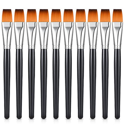 Zonon 10 Pcs 3/4 Inch Flat Paint Brushes Acrylic Painting Craft,Brown - color: Black