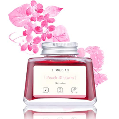 Hongdian Fountain Pen Bottled Ink Peach Blossom Color, 60ml Non Carbon Inkwell Bottle, Artist Calligraphy Ink - color: Peach Blossom