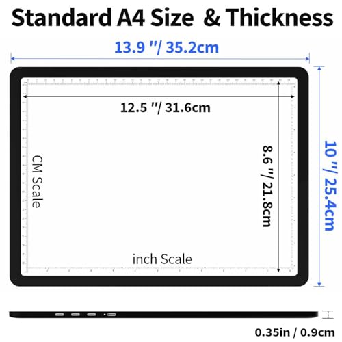 Zocelight Rechargeable A4 Light Board for Diamond Painting,Magnetic Bright Light Box for Tracing,Wireless LED Light pad with Physical Buttons,3 Colors,Dimmable 9000LUX Lightbox for Drawing,Sketching - color: Black, size: A4 Rechargeable