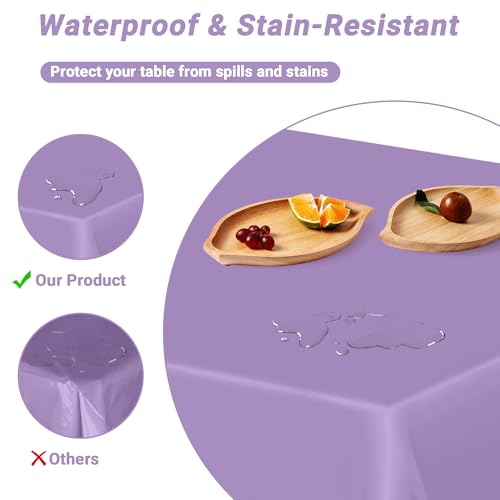 QZYL 12 PCS Lavender Plastic Tablecloths, 54 in x 108 in Dinner Table Cloths, Rectangle Table Cover for Birthday Party Family Gathering Wedding - color: Lavender, size: 12pcs 54x108 in