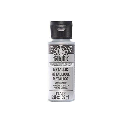 FolkArt Metallic Acrylic Paint in Assorted Colors (2-Ounce), 506 Silver Anniversary - color: Silver Anniversary, size: 2 Fl Oz (Pack of 1)