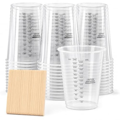 8oz Clear Plastic Measuring Cups, Graduated Mixing Cups, 50 Pack | Disposable & reusable, Graduated markings, 8oz capacity, Resin & paint mixing, Cooking & baking, 50 pack - color: 50 Pack