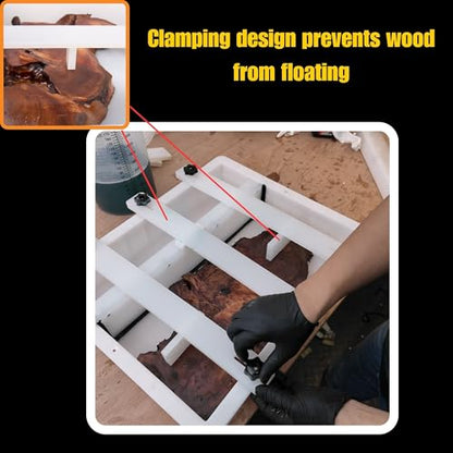Kalinta Epoxy Mold with Divider Adjustable-15.7x7.9x2.3 in No-Seal Large Resin Mold Integrated Clamping System - Perfect for Beginners & Experienced Artists Alike-Ideal for Creative Resin Art Projects - size: 15.7"x7.9"