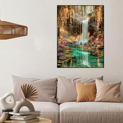 HHMATITS Waterfall Landscape Diamond Art Kits for Adults - color: Waterfall