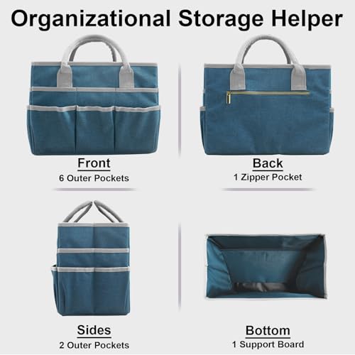 Cupohus Craft Organizer Tote Bag, Dark Green Sewing Bag for Art - color: DarkGreen