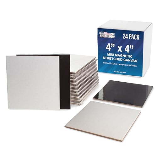 U.S. Art Supply Mini Magnetic Canvas Panels, 24 Pack, 4x4 Inch Square - size: 4" x 4"