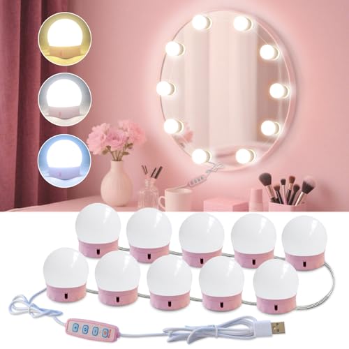 LED Vanity Lights for Mirror Makeup Lighting,Stick On,Bright - color: Pink