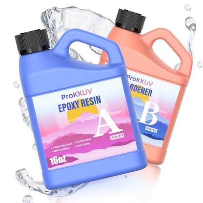 Epoxy Resin 32OZ Crystal Clear Epoxy Resin Kit for Art Crafts | Bubble Free Self Leveling Mix 1:1 Resin for Art Resin Casting Resin DIY Art Crafts - color: 32 OZ
