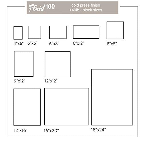 Fluid 100 Watercolor Paper Block, 6 x 6 inches, 15 Sheets, 140 lb (300 GSM) 100% Cotton Cold Press Pad for Artist Painting and Wet Media - size: 6 x 6 (140 lb)