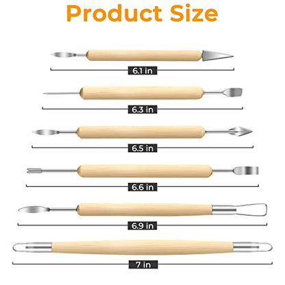 Jetmore 6 Pack Clay Tools Kit, Pottery Tools & Sculpting Tools, Polymer Modeling Clay Cutters Sculpture Set for Carving, Ceramics, Molding, DIY | Clay modeling tools support shaping, trimming and carving, Pottery tools suit ceramics, molding and detailed