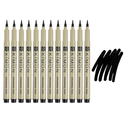 PATIKIL Fineliner Pens, BR Soft Head Drawing Pen Waterproof Inking Markers Liner Artist Watercolor Supplies Drawing Kit for Adult Sketching Journaling, Pack of 12 - style: BR Soft Head