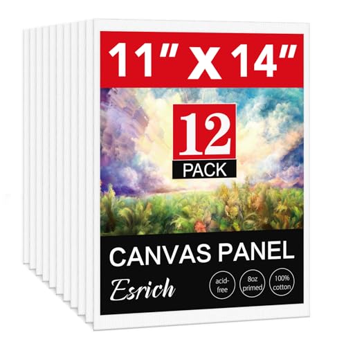 Canvases for Painting 11x14 Inch, 12 Pack Blank Painting Canvas Boards for Painting Supplies-100% Cotton Canvas Panels Acid-Free Primed for Oil Paint,Watercolor, Acrylic Paint, Gouache and Tempera. - size: 11x14in 12pack