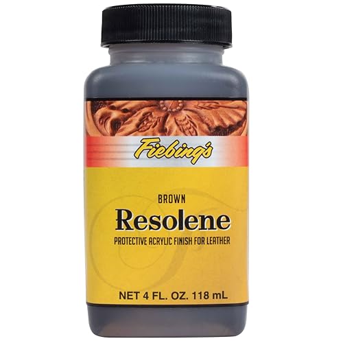 Fiebing's Acrylic Resolene (4 oz) - Protective Acrylic Leather Finisher - Glossy Finish Top Coat for Dyed & Polished Leathercraft - Flexible, Durable, Water Resistant for Boots, Couch, Purse (Brown) - color: Brown