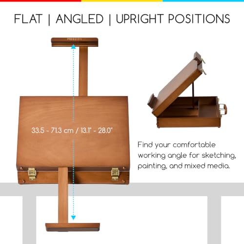 MEEDEN Table Top Easel for Painting: Wooden Tabletop Easel with Storage - color: Walnut