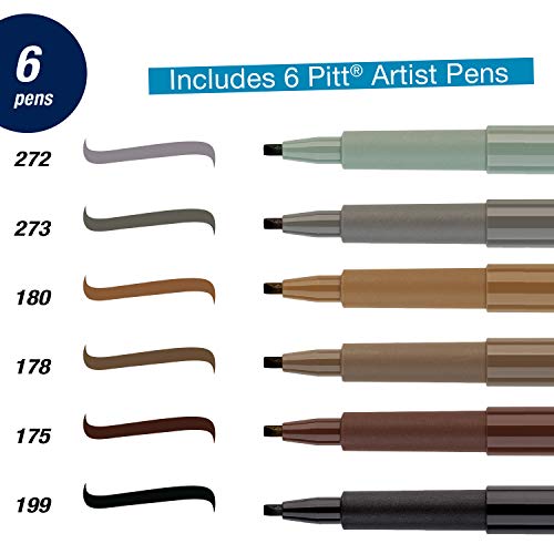 Faber-Castell Calligraphy Pitt Artist Pen Set - 6 Subtle Toned Calligraphy Pens