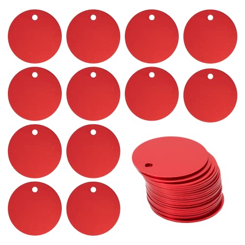 Round Aluminum Blank Tags Stamping Blanks Engraving Blanks 25 Pack (Red) - color: Red