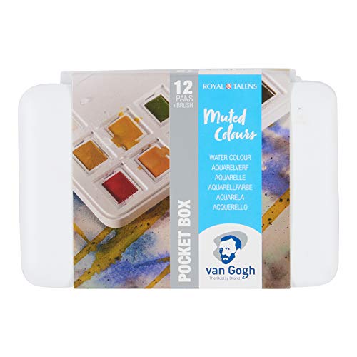 Van Gogh Watercolor Paint Set, Plastic Pocketbox, 12-Half Pan Muted Colors Selection - color: 12 Muted (Plastic Pocketbox), style: Half Pan
