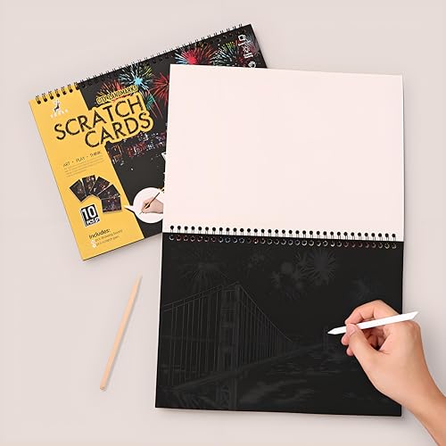 20 PCS Cityscape Scratch Art Book Crafts for Adults Teen, Rainbow Landmarks | DIY Colorful City Series Painting Paper, ASMR Stress-Relief Engraving Kit Scratchboard, travel crafts and creative gifts - color: Rainbow Landmarks
