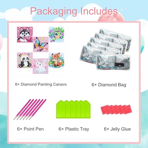 5DDIYART 6 Pack Small Diamond Painting Kits for Kids Beginners - color: KD60+61+62+63+64+65-1