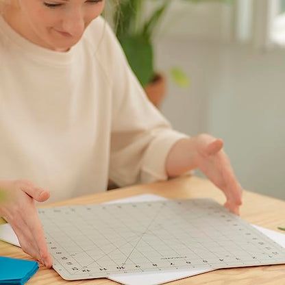 Fiskars 14" x 14" Rotating Self Healing Cutting Mat for Fabric Squares | Makes Cutting Fabric Squares Easy, Perfect for Quilting, Sewing and Craft Projects, Self-Healing Mat, Gray - size: 14"L x 14"W