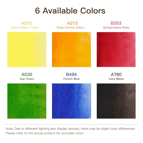 rubens Artist Watercolor Paint Set, 6 Colors 5ml Tubes, Ideal for Travel - color: Artist Grade 6 colors