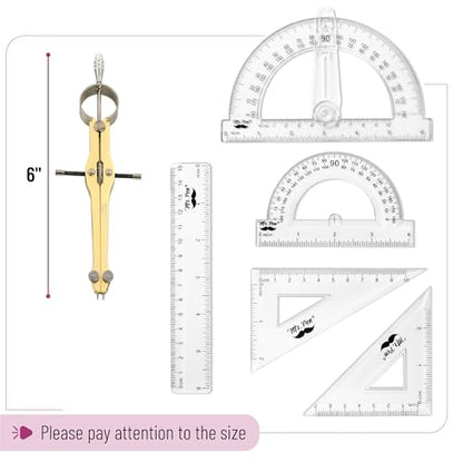 Mr. Pen- Geometry Set, 15 pcs, Gold, 6 Inch Swing Arm Protractor, Divider - color: Gold
