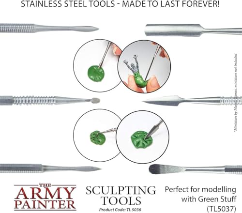 The Army Painter, Sculpting Tools, set of three tools | Set with Three Double Ended Stainless Steel Dab Tool, Polymer Clay Tools for Modeling Plastic, Resin, and Metal Miniatures