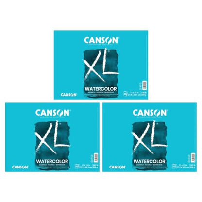 Canson XL Series Watercolor Paper Pad, 11" x 15", 30 Sheets/Pad, 3 Pads - size: 11" x 15" (Pack of 3)