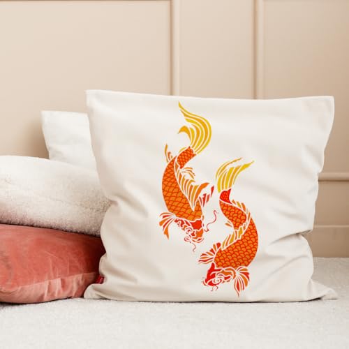 FINGERINSPIRE 4PCS Layered Koi Fish Stencils for Painting 8.3x11.7inch Large Koi Fish Painting Stencils Reusable Drawing Templates Animal Theme Stencil for Wood Fabric - color: Layered Koi Fish