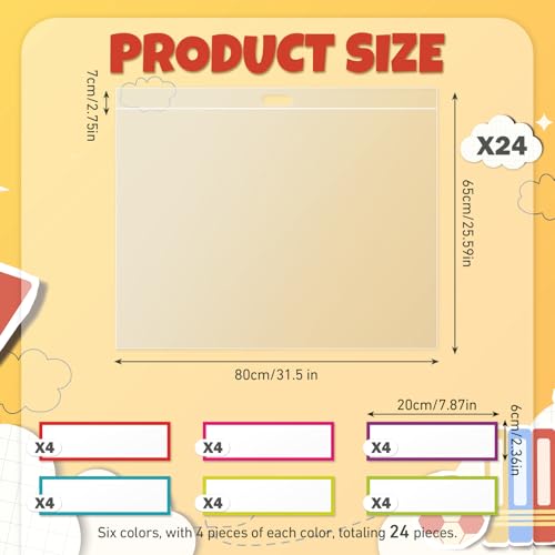 24 Pack Large Poster Storage Bags Bulk for Student Classroom