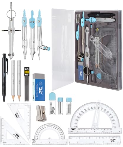 Mr. Pen- Geometry Set, 15 pcs, Light Blue, 6 Inch Swing Arm Protractor - color: Light Blue