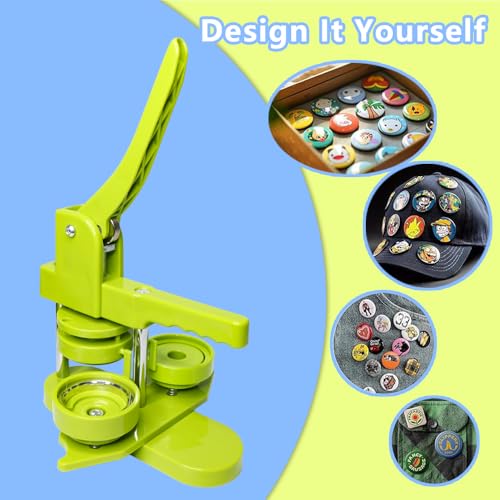 Button Maker Machine, Pin Maker Machine Kit (3rd Gen) Installation-Free DIY, Badge Maker Button Press Machine with Free Button Parts&Circle Cutter&Wrench Gadget (Green, 58mm（2.25in）) - color: Green