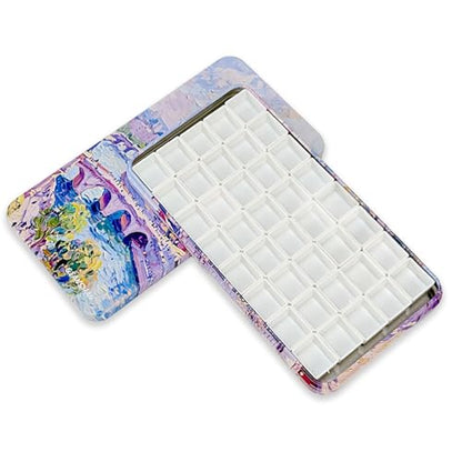 40Pcs Empty Half Pans Watercolor Tin Palette with Magnetic Stripe | Travel Tin Palette Case,Portable Artist Paints Half Pan Kits,DIY Watercolor Oils Acrylics Painting Drawing - color: Paris Impression