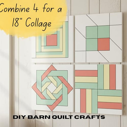 9" Barn Quilt Kit Set 4 | Aztec, Pineapple, HST Fun, LG Milky Star | Paintable unfinished wood quilt blocks for DIY farmhouse wall art and craft nights. - size: 9 inches (set of 4), style: Aztec,Pineapple,HSTFun,LGMilkyStar