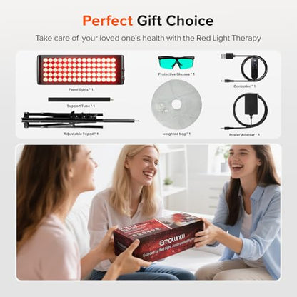 Red Light Therapy for Face and Body, GMOWNW Infrared Light Therapy Lamp with Stand, 660nm Red Light and 850nm Near Infrared Light Therapy Device for Face Knee Body, Skin Care at Home - size: 13.86" * 4.21"-with stand
