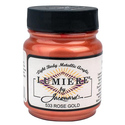 Jacquard Lumiere 2.25oz Fabric Paint Rose Gold - Metallic Paint for Fabric Paper Wood Ceramic and Metal - Light-bodied Metallic Acrylic Paint - Lightfast & Vibrant Metallic Acrylic Paints - color: Rose Gold, size: 2.25 Fl Oz (Pack of 1)