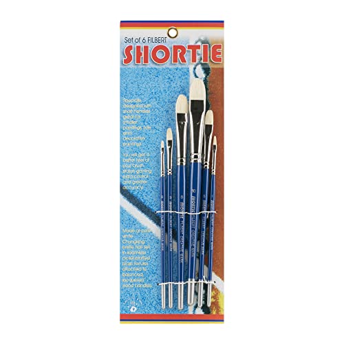 Creative Mark 6 Piece Filbert Short Handle Paintbrush Set, Perfect for Oil and Alkyd Painting, Traveling & Workshops - size: Filbert