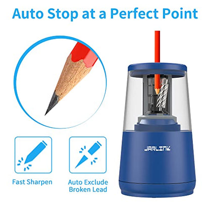 JARLINK Electric Pencil Sharpener, Heavy Duty Helical Blade, Auto Stop - color: Blue