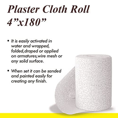 8 Pack 4'' x180'' Plaster Cloth Rolls, 500 GSM Strip Gauze Bandages | for Craft Projects, Mask Making, Belly Casts, Body Molds - size: 4 Inch x 180 Inch(8 Pack)