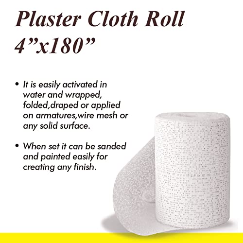 8 Pack 4'' x180'' Plaster Cloth Rolls, 500 GSM Strip Gauze Bandages | for Craft Projects, Mask Making, Belly Casts, Body Molds - size: 4 Inch x 180 Inch(8 Pack)
